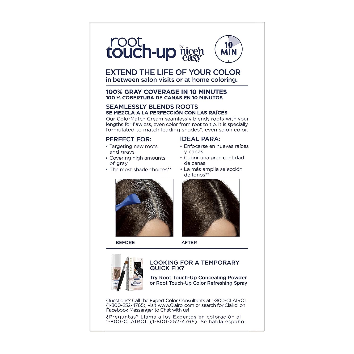 Clairol Root Touch-Up by Nice'n Easy Permanent Hair Dye, 4 Dark Brown Hair Color, 1 Count