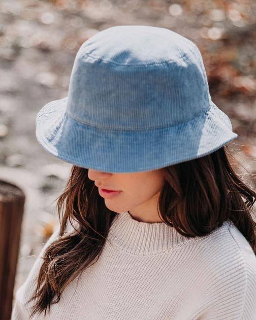 Corduroy Bucket Hat - Dusty Blue - FINAL SALE