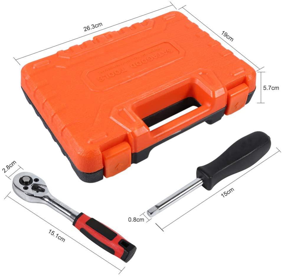 SISHUINIANHUA 46Pcs/Set Socket Ratchet Torque Wrench Extension Bar Drill Bits Automobiles Repair Tools Kit Multifunction Repair Hand Tool Kit