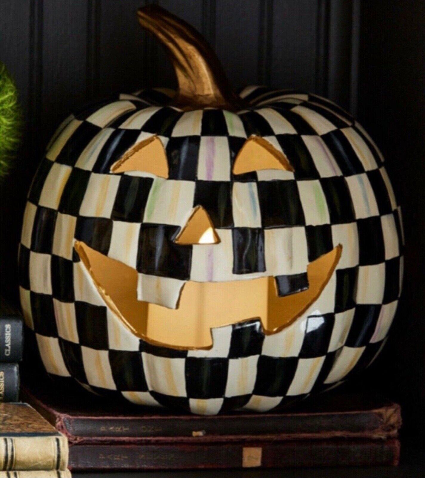 MacKenzie-Childs Courtly Check Illuminated Jack OLantern in Box