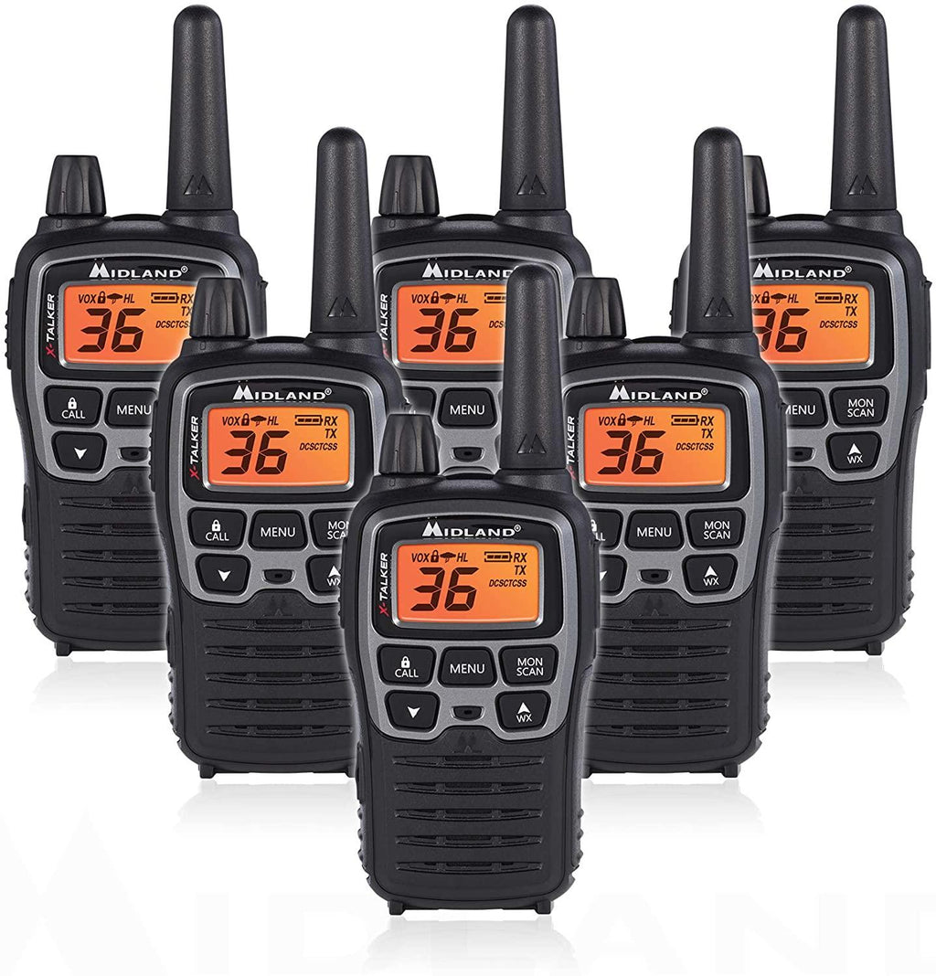 Midland T71VP3 36  FRS Two-Way Radio - Up to 38 Mile RanWalkie Talkie - Black/Silver (Pack of 6)