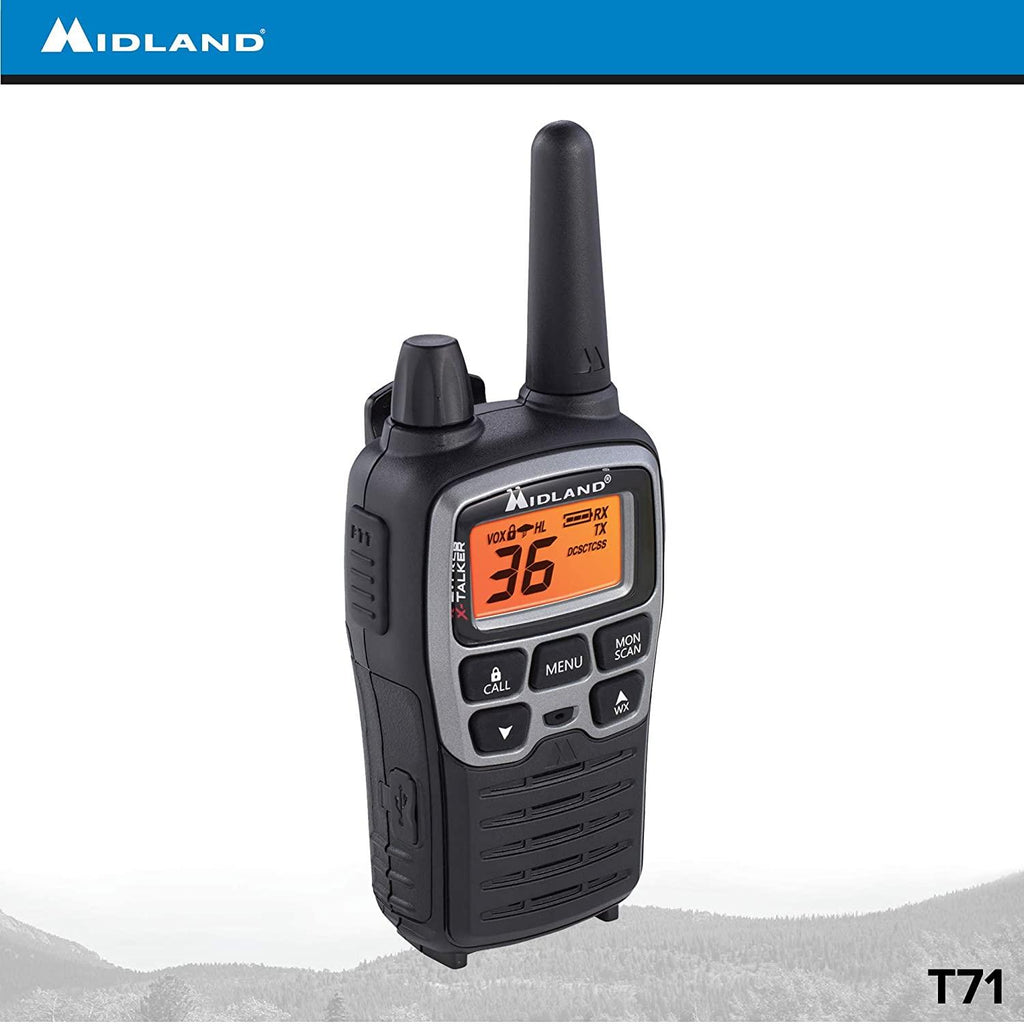 Midland T71VP3 36  FRS Two-Way Radio - Up to 38 Mile RanWalkie Talkie - Black/Silver (Pack of 6)