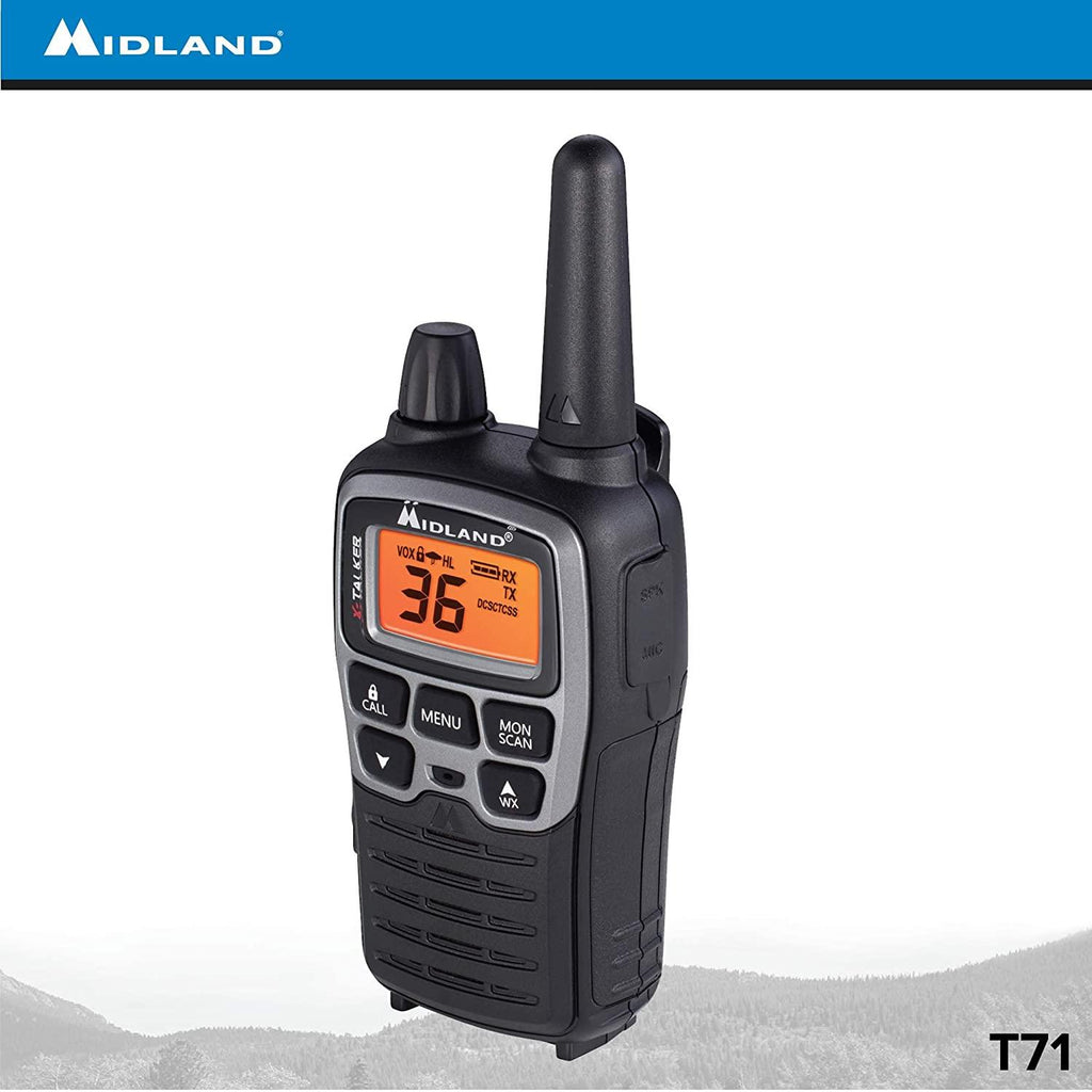 Midland T71VP3 36  FRS Two-Way Radio - Up to 38 Mile RanWalkie Talkie - Black/Silver (Pack of 6)