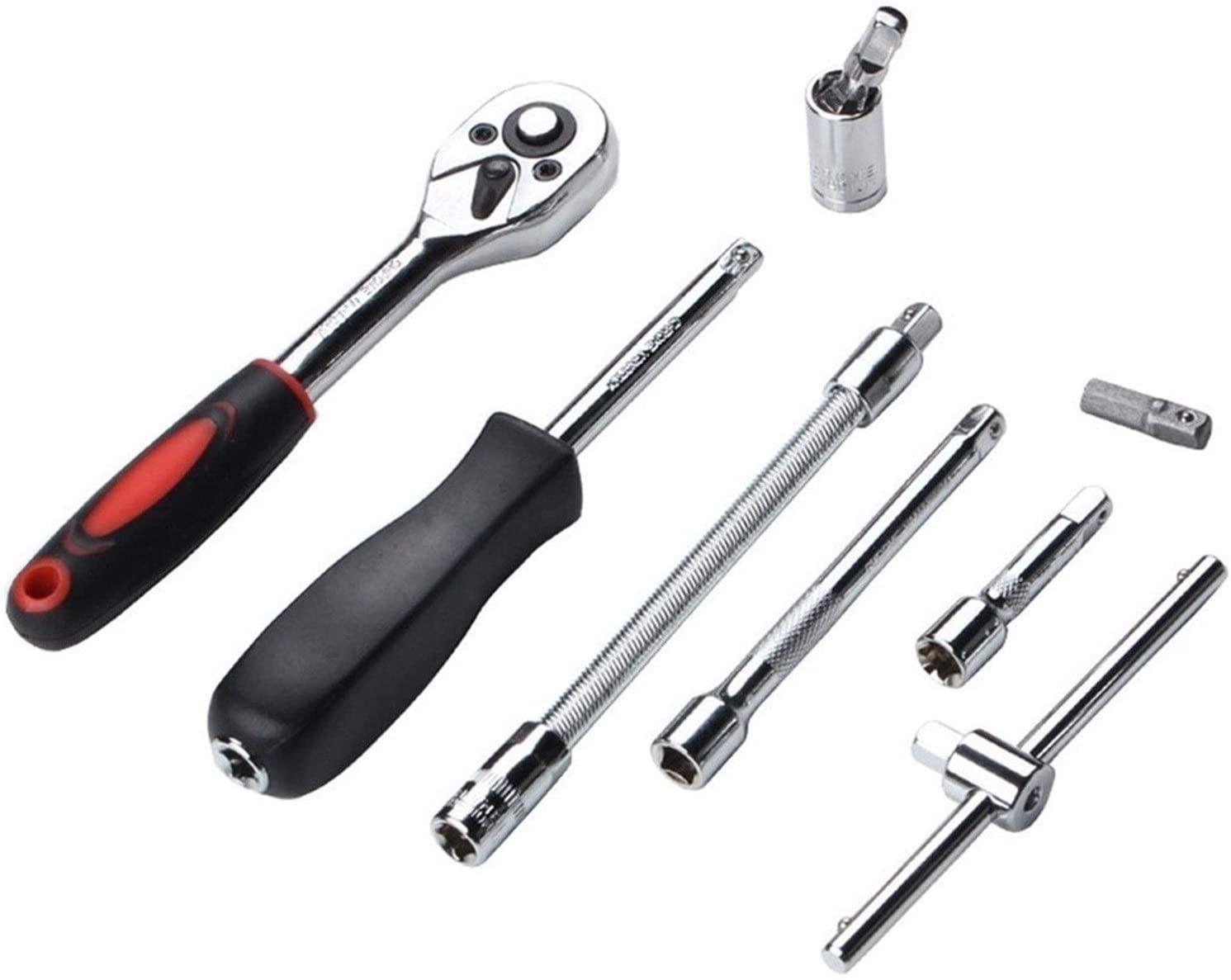 CHENTAOMAYAN Hardware Car Repair Hand Tools Set Ratchet Wrench Fast Ratchet Repair Wrench Multifunction Set Auto Maintenance Tire Removal Sleeve Tool Tool Kits (Color : 7pcs)