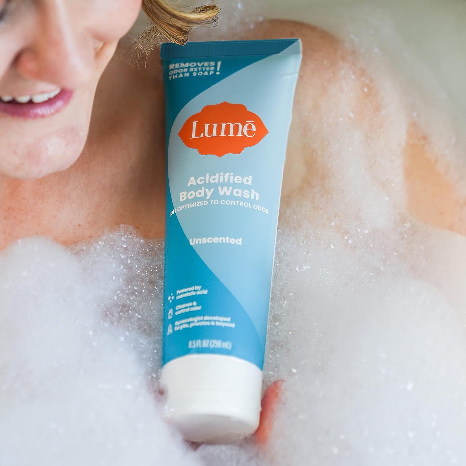Lume Acidified Body Wash - 24 Hour Odor Control - Removes Odor Better than Soap - Moisturizing Formula - SLS Free, Paraben Free - Safe For Sensitive Skin - 8.5 ounce (Unscented)