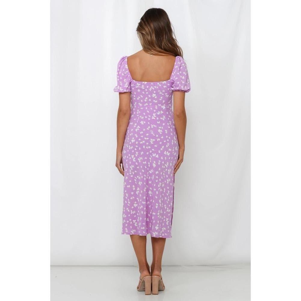 floral puff maxi dress