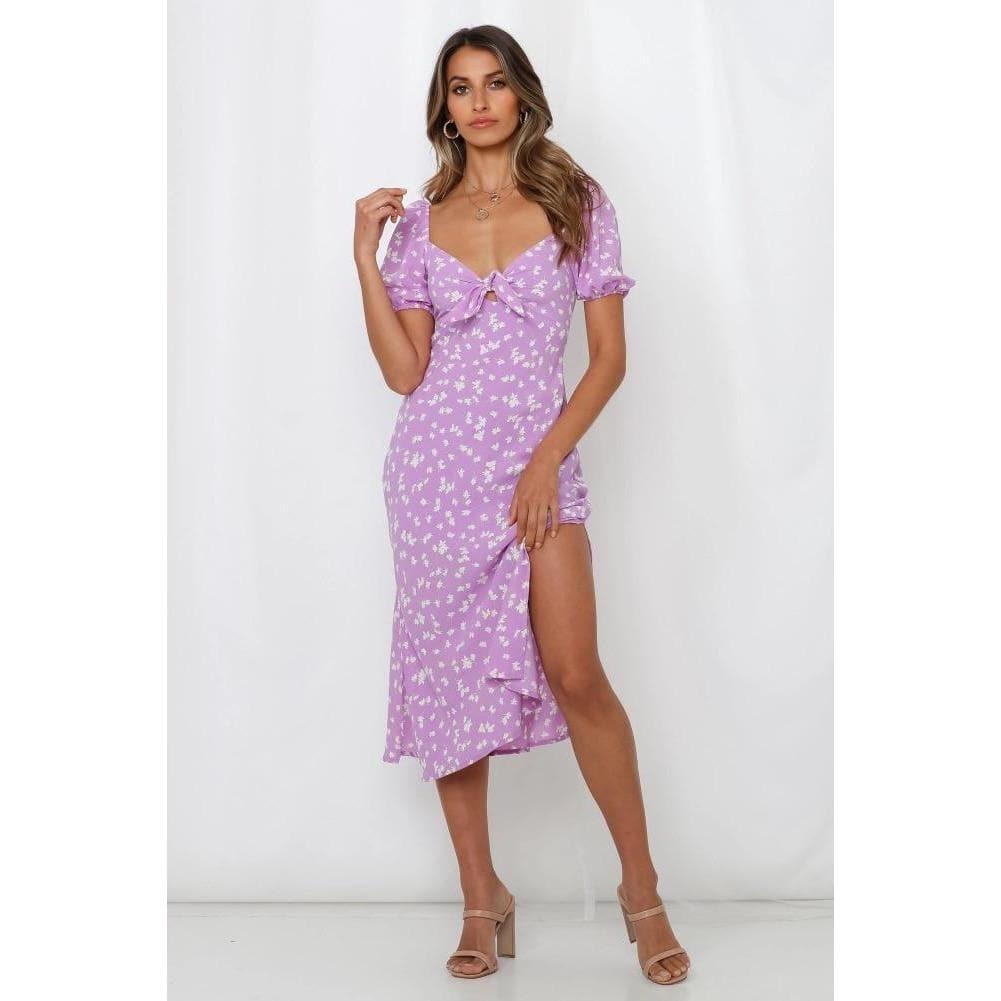 floral puff maxi dress