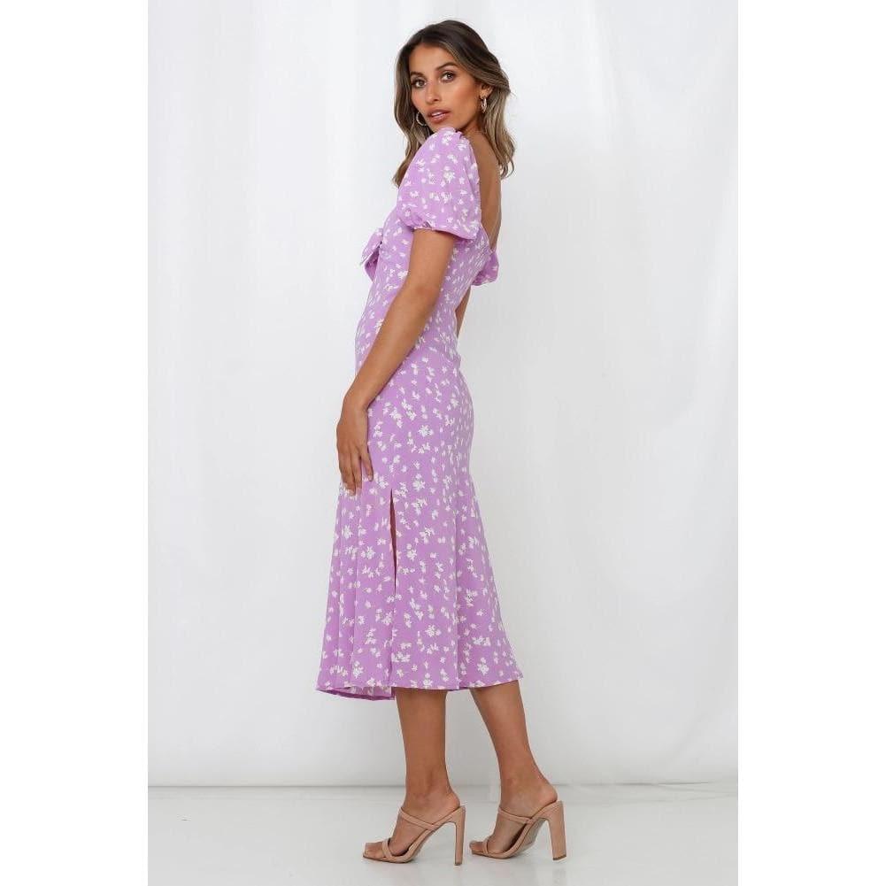 floral puff maxi dress