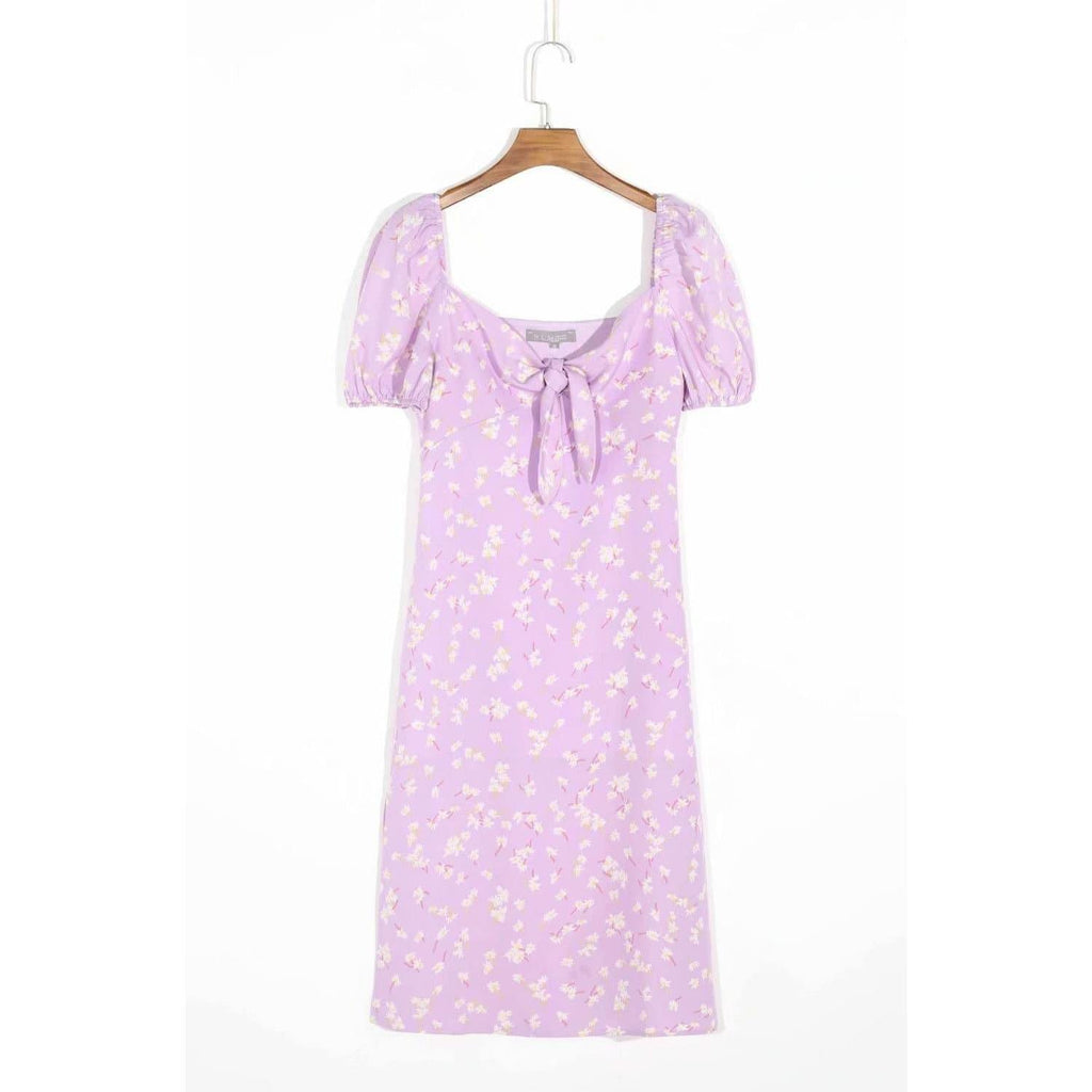 floral puff maxi dress