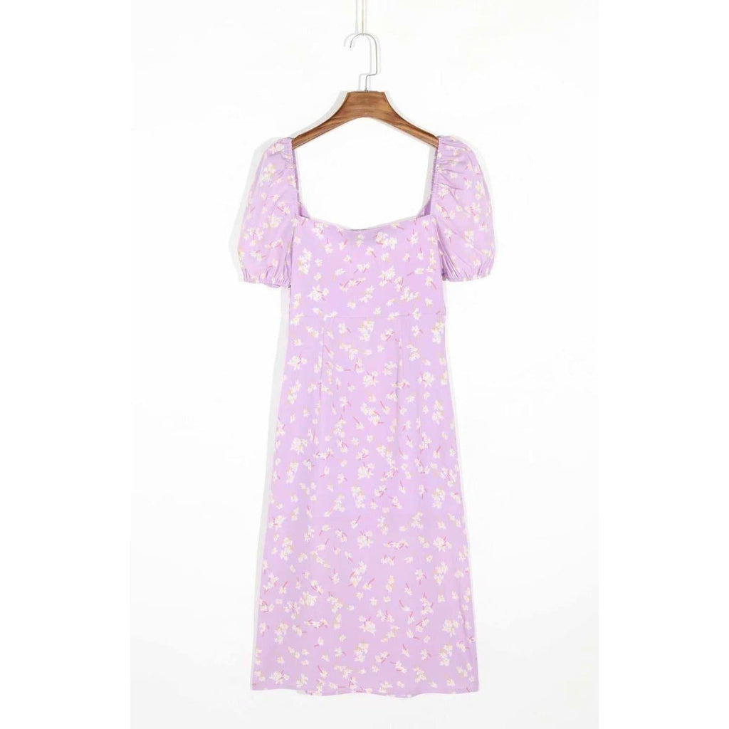 floral puff maxi dress