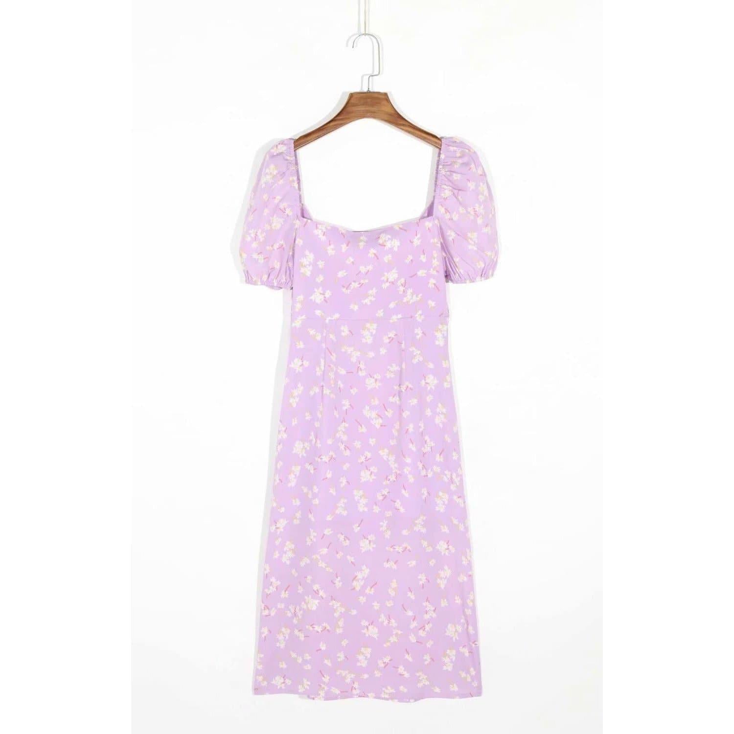 floral puff maxi dress