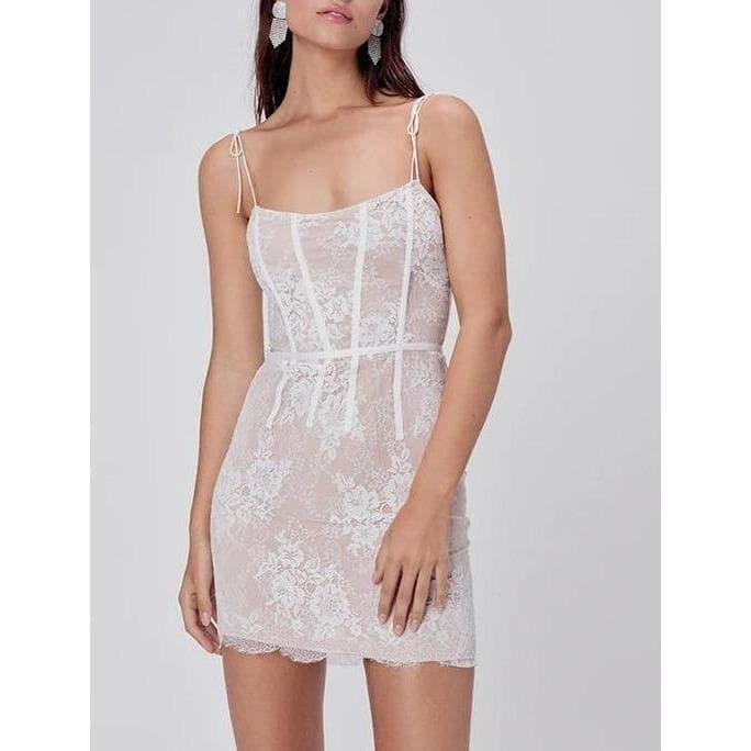 lace spaghetti strap mini dress