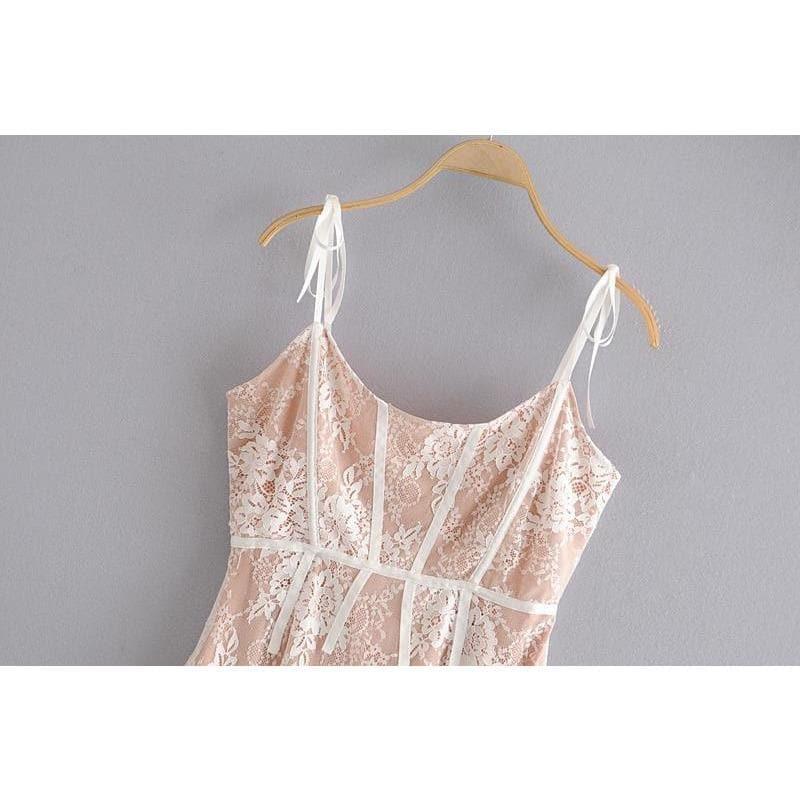 lace spaghetti strap mini dress