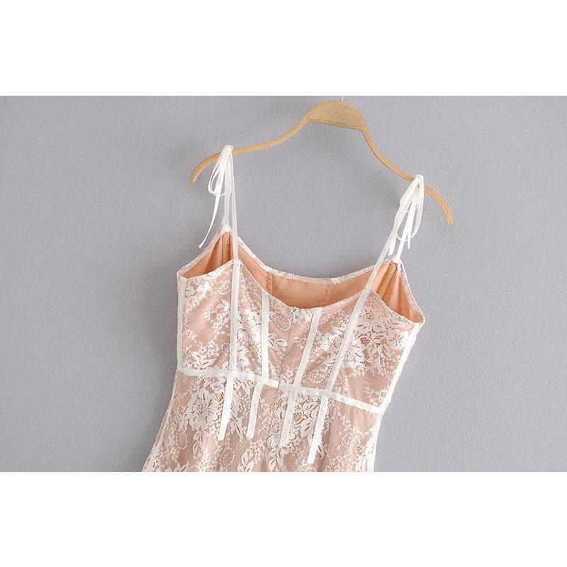 lace spaghetti strap mini dress