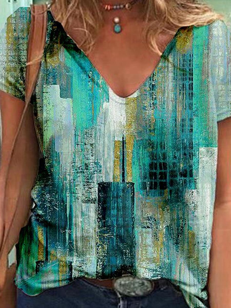 Ladies Printed Loose Casual Short Sleeve T-shirt