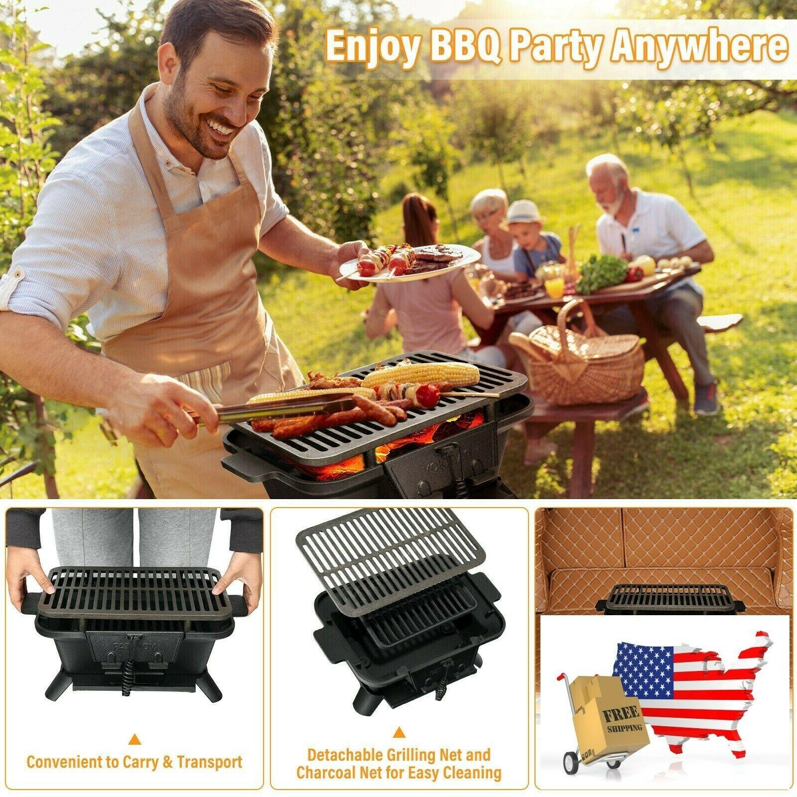 Heavy Duty Cast Iron Tabletop BBQ Grill Stove for Camping Picnic