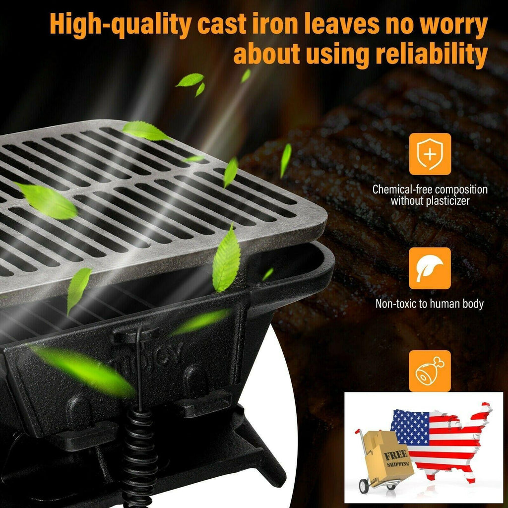 Heavy Duty Cast Iron Tabletop BBQ Grill Stove for Camping Picnic