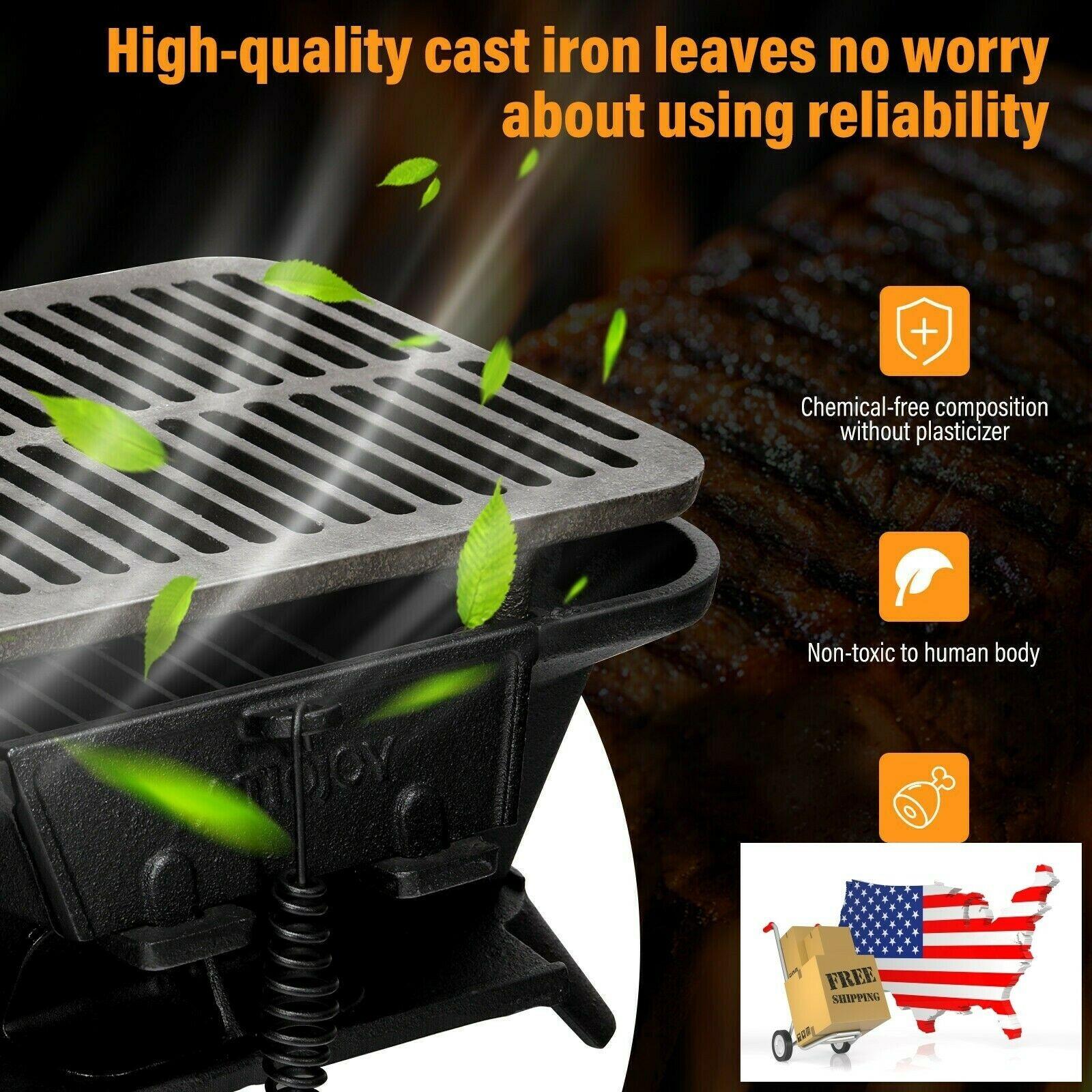 Heavy Duty Cast Iron Tabletop BBQ Grill Stove for Camping Picnic