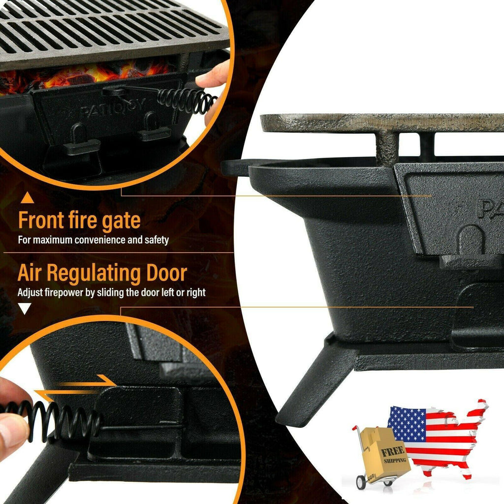 Heavy Duty Cast Iron Tabletop BBQ Grill Stove for Camping Picnic