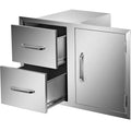 BBQ Access Door Double Drawer Combo 36"x24" Polished Outdoor Kitchen Flush Mount