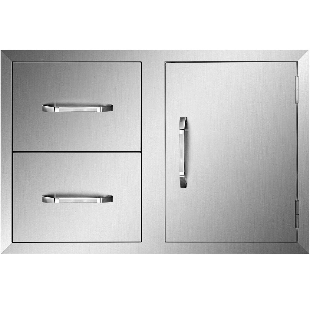 BBQ Access Door Double Drawer Combo 36"x24" Polished Outdoor Kitchen Flush Mount