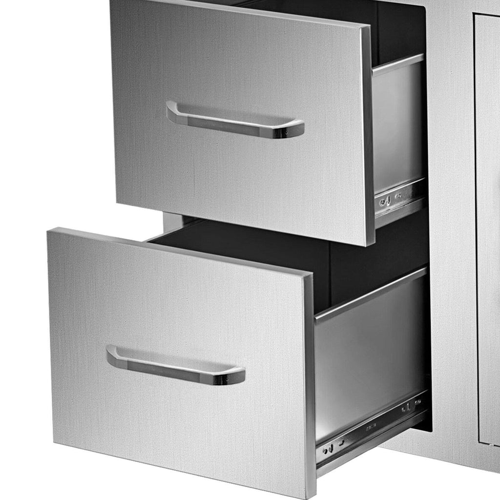 BBQ Access Door Double Drawer Combo 36"x24" Polished Outdoor Kitchen Flush Mount