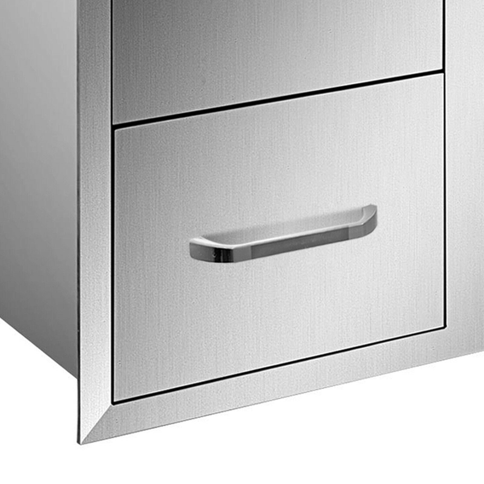BBQ Access Door Double Drawer Combo 36"x24" Polished Outdoor Kitchen Flush Mount