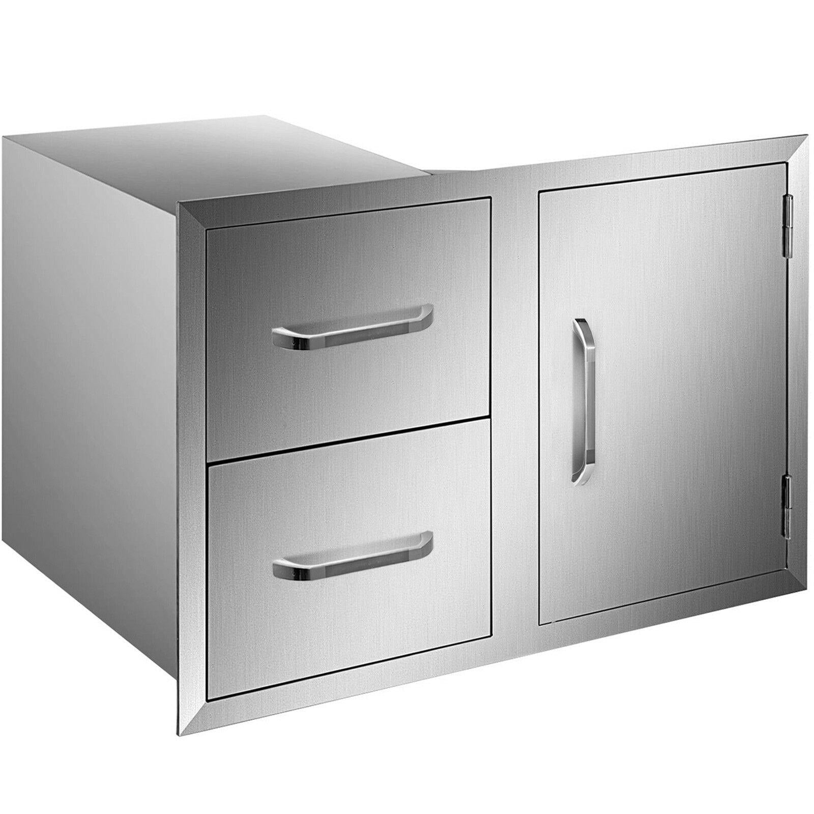 BBQ Access Door Double Drawer Combo 36"x24" Polished Outdoor Kitchen Flush Mount