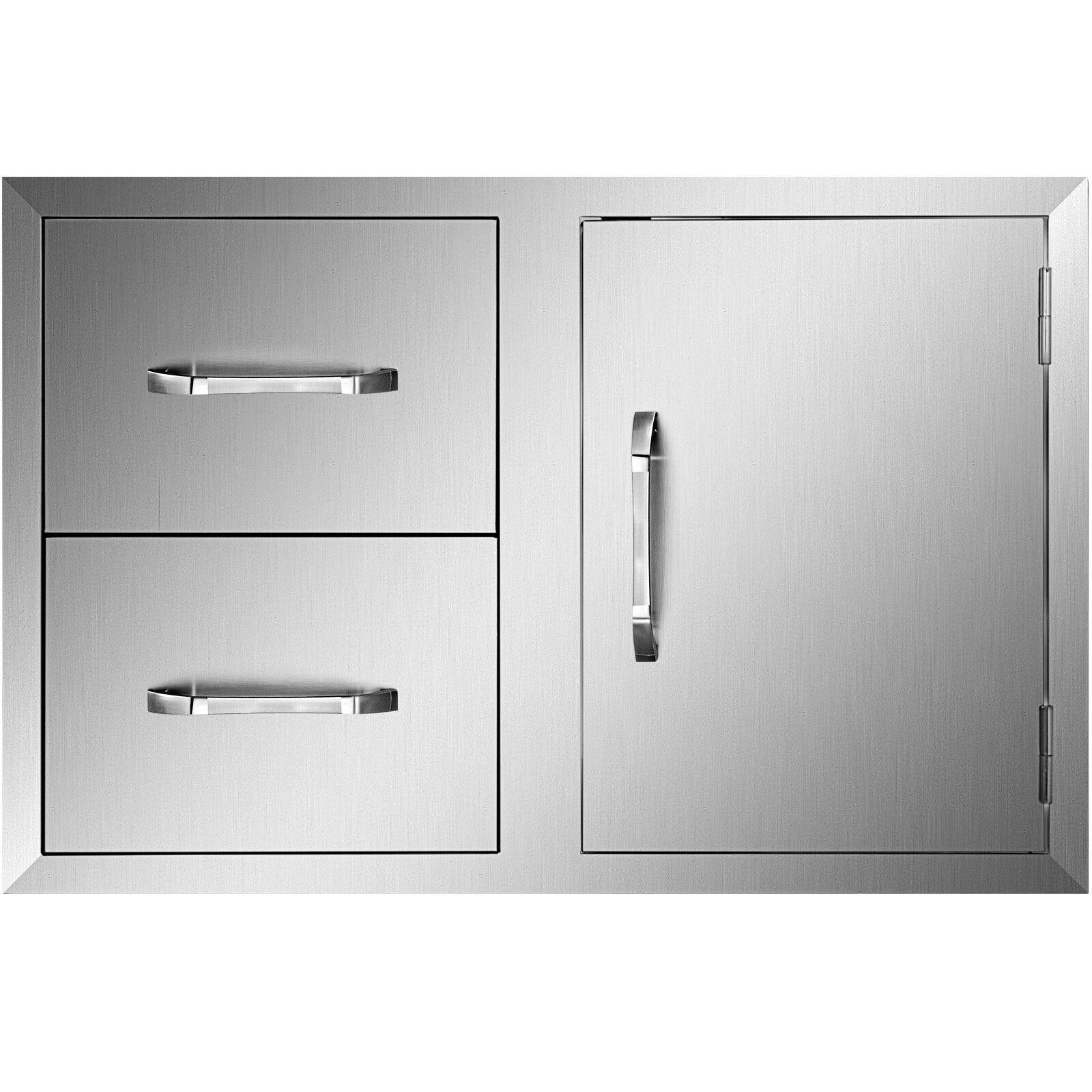 BBQ Access Door Double Drawer Combo 36"x24" Polished Outdoor Kitchen Flush Mount