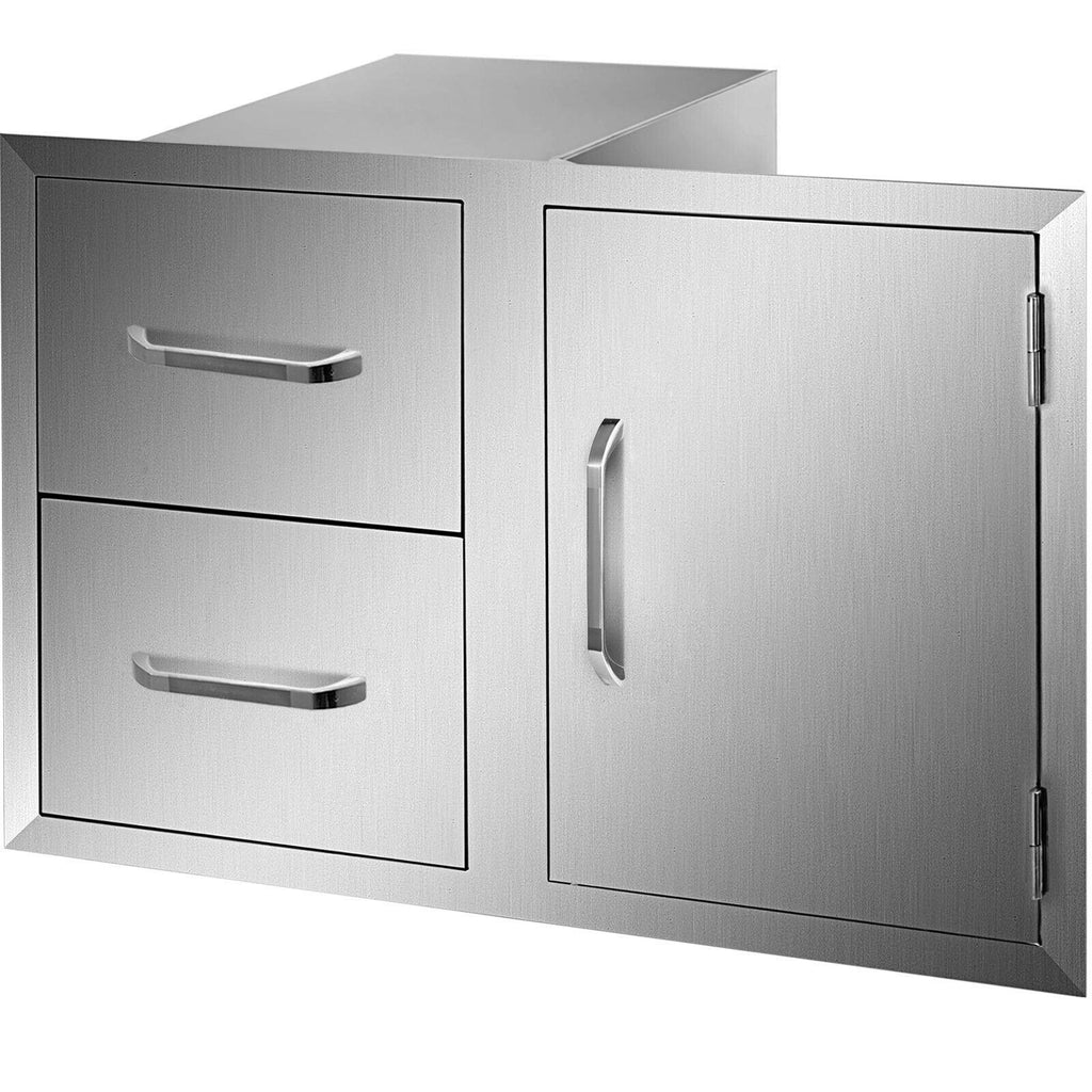 BBQ Access Door Double Drawer Combo 36"x24" Polished Outdoor Kitchen Flush Mount