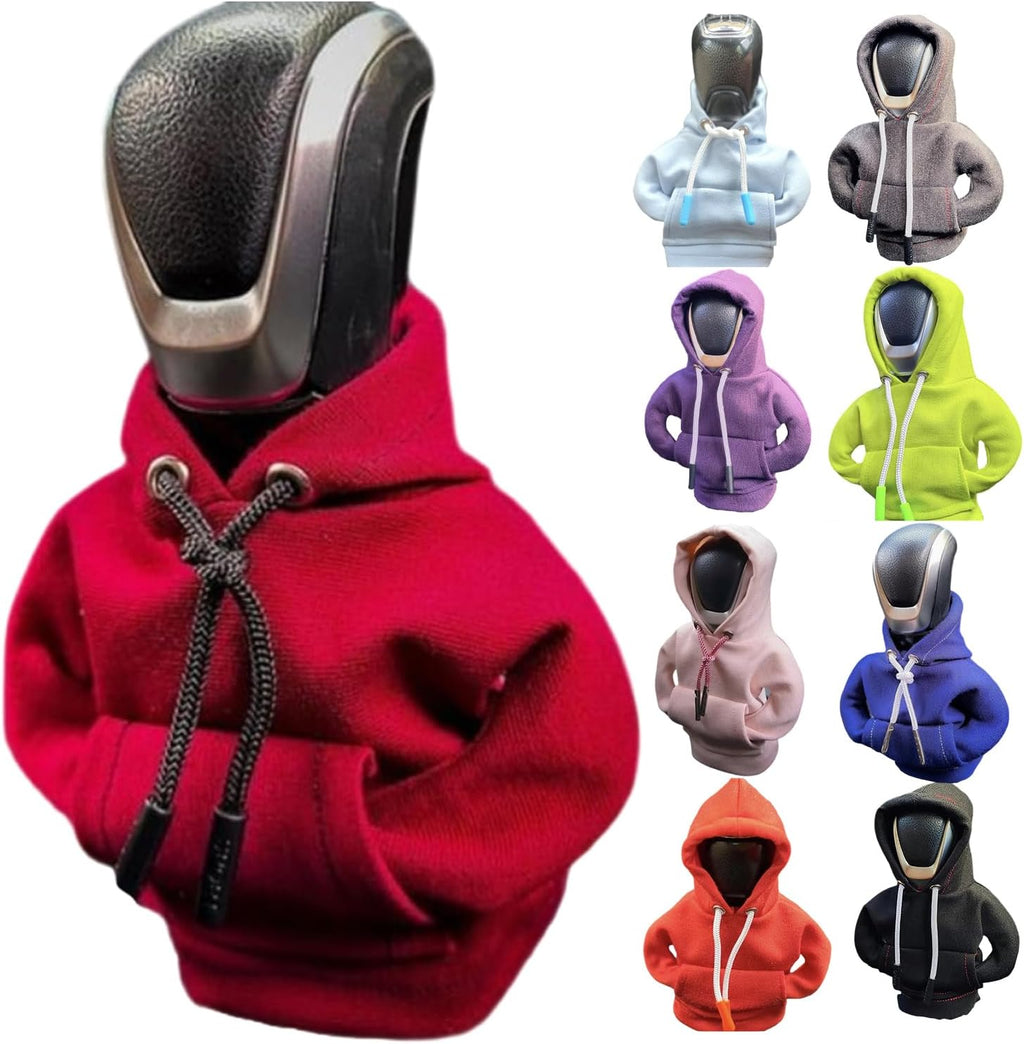 Yajeea Car Shift Knob Hoodie, Funny Gear Shift Knob Shirt Sweater, Winter Warm Shift Knob Cover Sweater Shirt, Automotive Interior Novelty Accessories Decorations, Universal Fit Knob Cover Gift (Red)