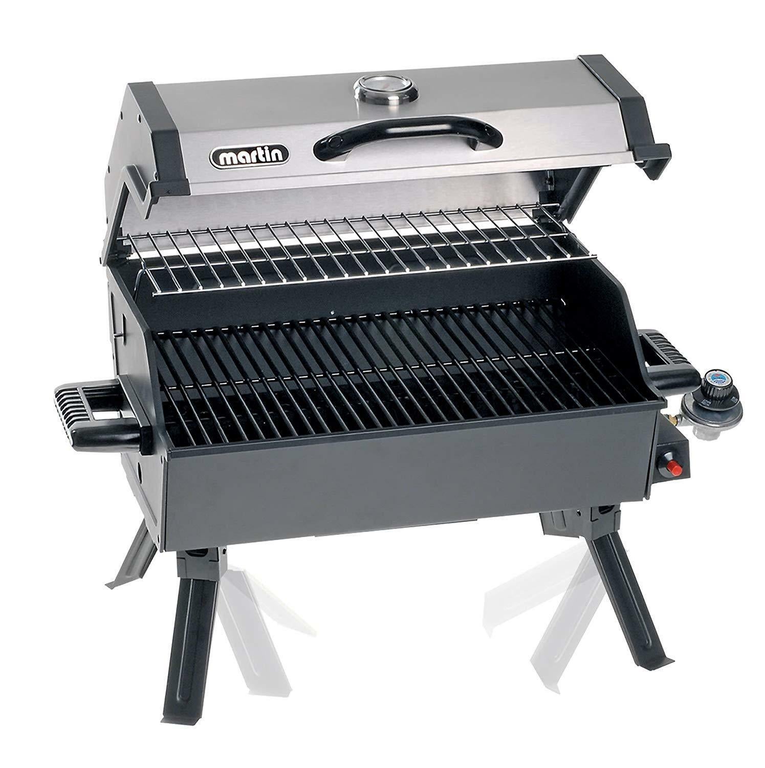 Portable Propane BBQ Gas Grill 14,000 Btu Porcelain Grid Support Legs Grease Pan