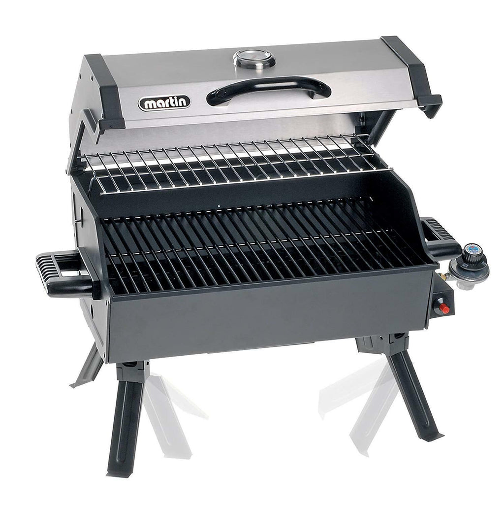 Portable Propane BBQ Gas Grill 14,000 Btu Porcelain Grid Support Legs Grease Pan