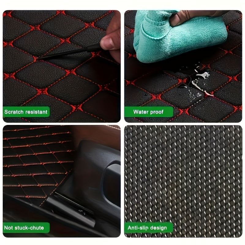 2pcs/4pcs Car Floor Mats Universal Waterproof Front Rear Full Set Auto Rugs Leather Car Carpet Accessories Interior