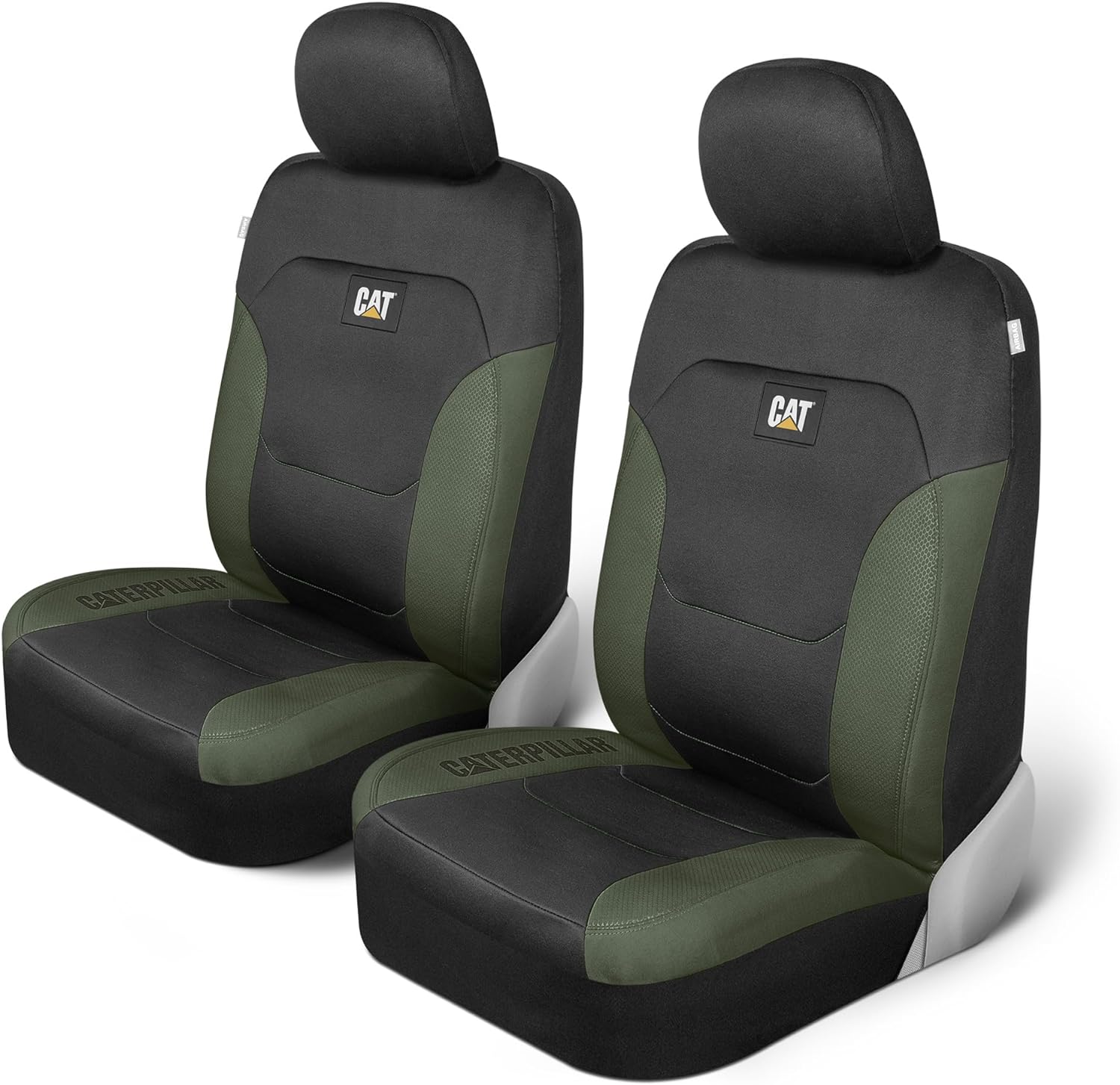 CatFlexfit Automotive Seat Covers for Cars Trucks and SUVs (Set of 2) – Black Car Seat Covers for Front Seats, Truck Seat Protectors with Green Honeycomb Trim, Auto Interior Covers