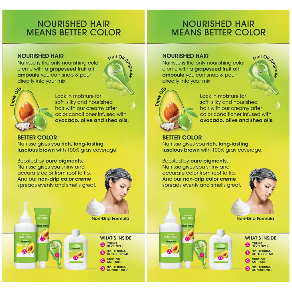 Garnier Hair Color Nutrisse Nourishing Creme, 30 Darkest Brown (Sweet Cola) Permanent Hair Dye, 2 Count (Packaging May Vary)