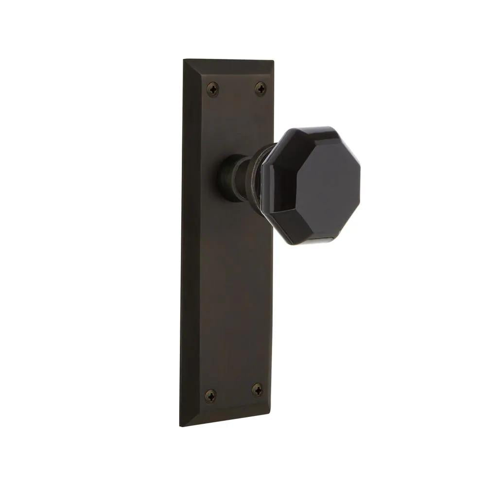 York Plate 2-3/4 in. Backset Oil-Rubbed Bronze Privacy Bed/Bath Waldorf Black Door Knob