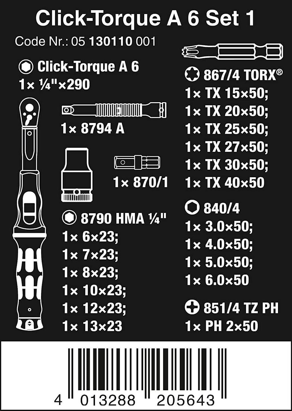W05130110001 Click-Torque A 6 Set 1, 19 Pieces