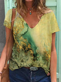 V-neck Loose Casual Bronzing Short-sleeved T-shirt