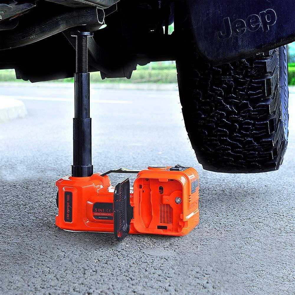 E-HEELP Electric Car Jack 5Ton 12V Kit Car Jack Hydraulic (Lifting Range: 6.1~17.7 inch) with Inflator Electric Jack for Car SUV Sedan MPV ChanTires GaraRepair Emergency Kit