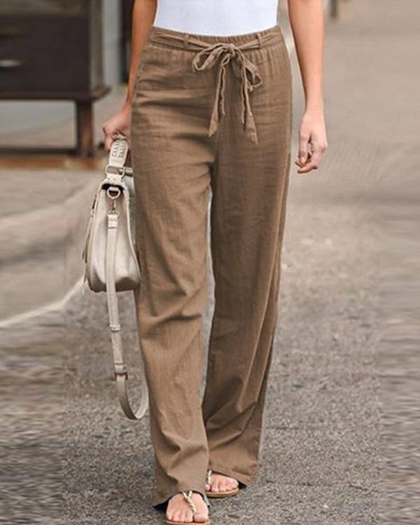 plus size women's linen cotton straight pants