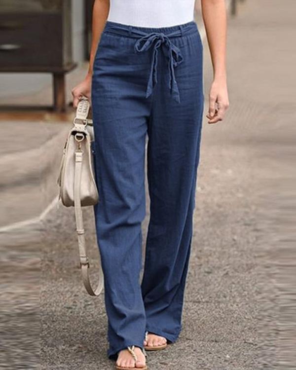 plus size women's linen cotton straight pants