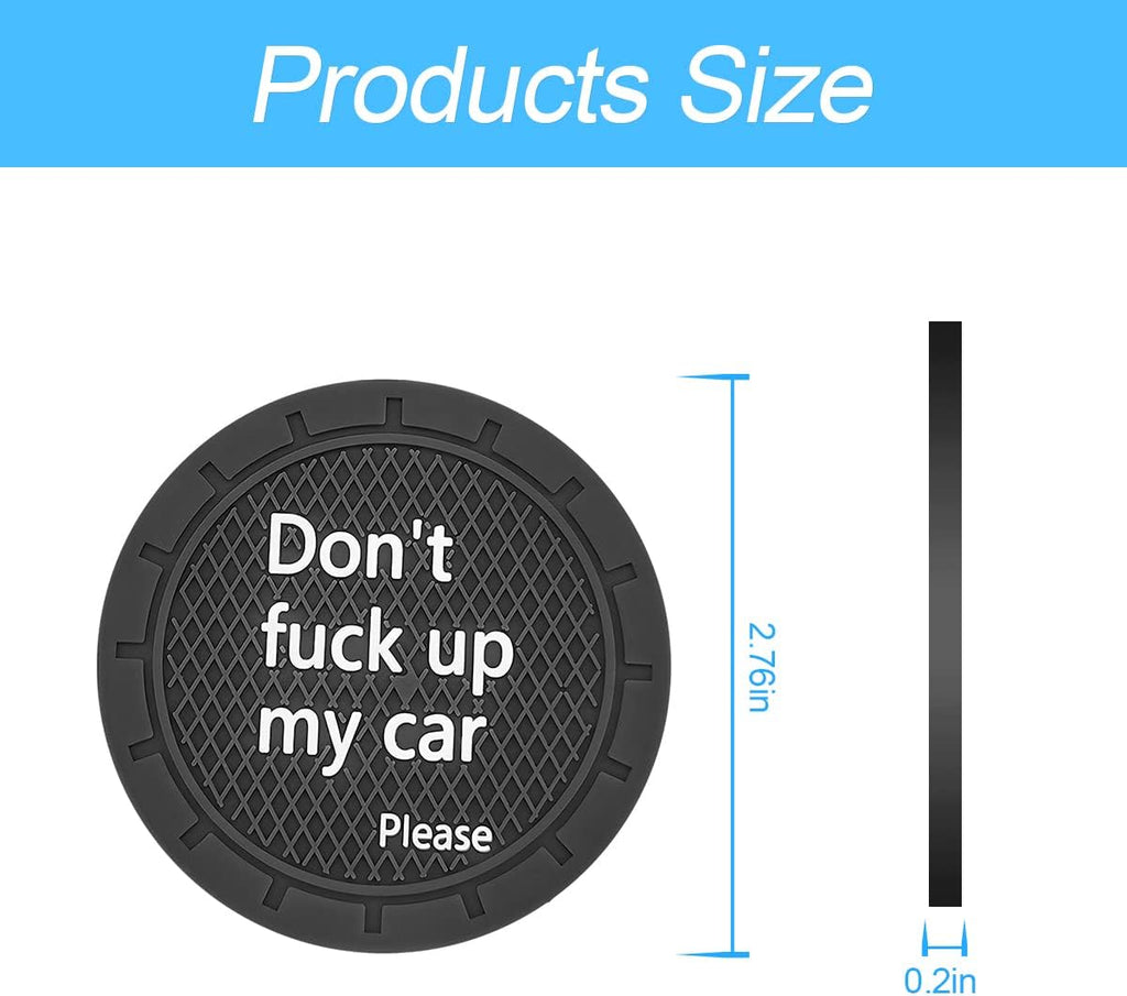 8sanlione Car Cup Coaster, 4Pcs 2.75 Inch Auto Cup Holder Insert Coasters, Non-Slip Waterproof Embedded Drink Mat, Automotive Interior Accessories for Men and Women (D Black/4PCS)