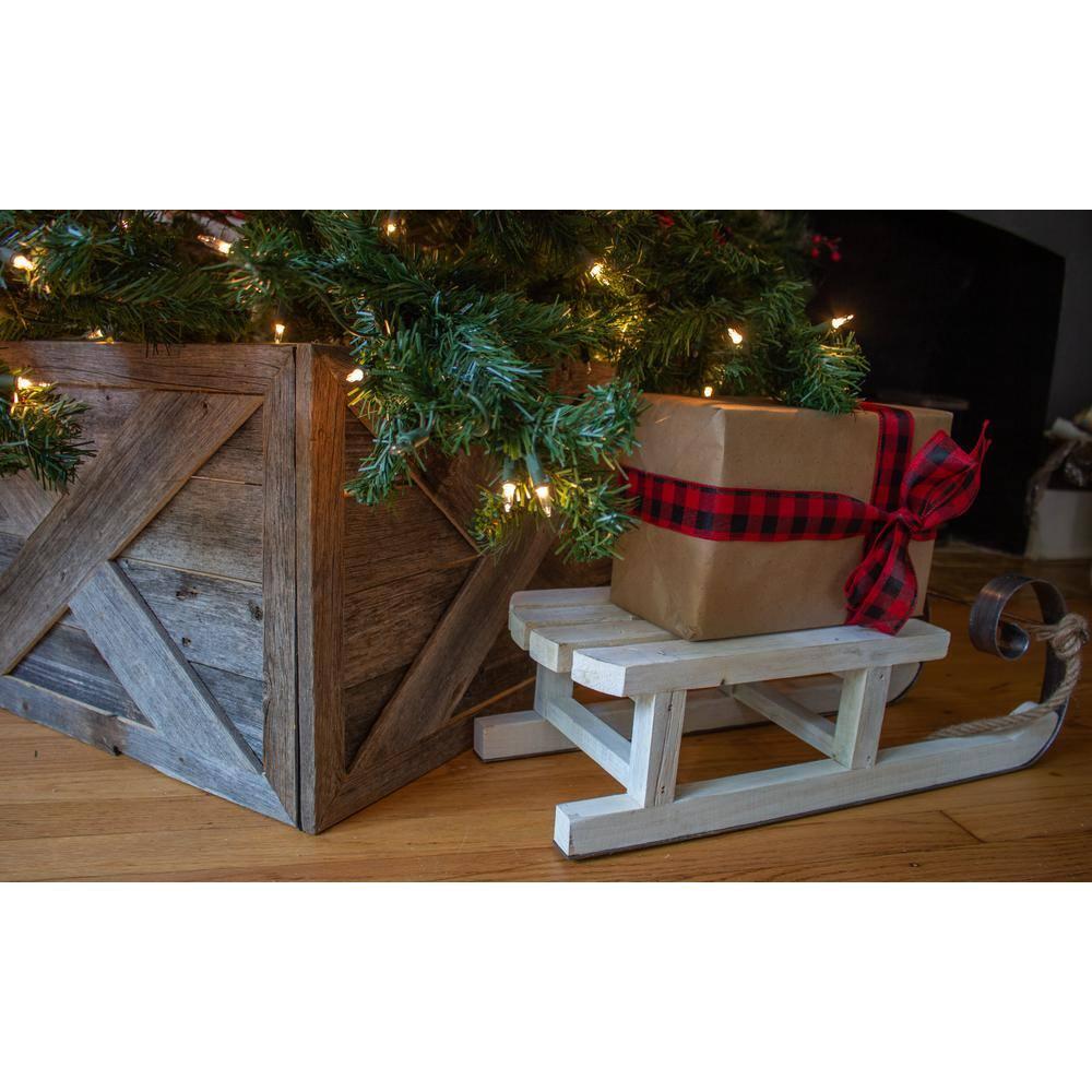 Farmhouse Deluxe 17.5 in. W x 11.5 in. H, 24 in. Dia, Weathered Gray Decorative Christmas Tree Box Collar