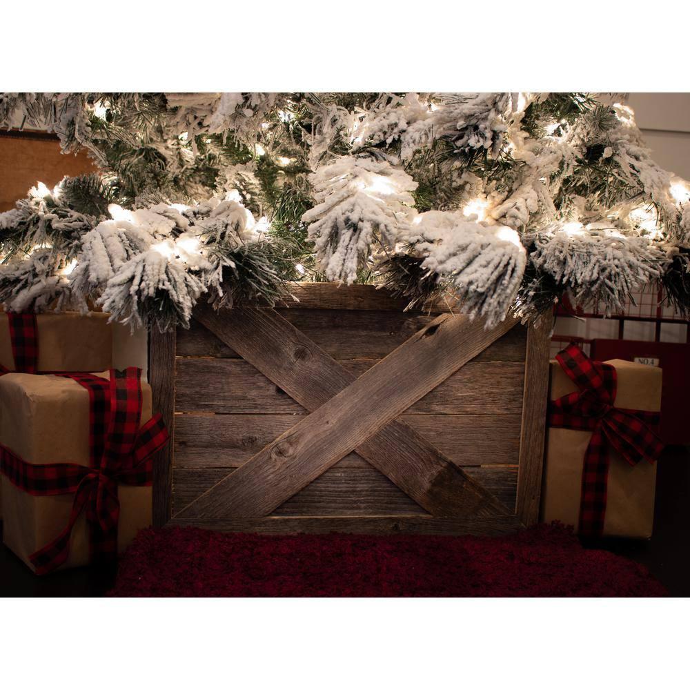 Farmhouse Deluxe 17.5 in. W x 11.5 in. H, 24 in. Dia, Weathered Gray Decorative Christmas Tree Box Collar