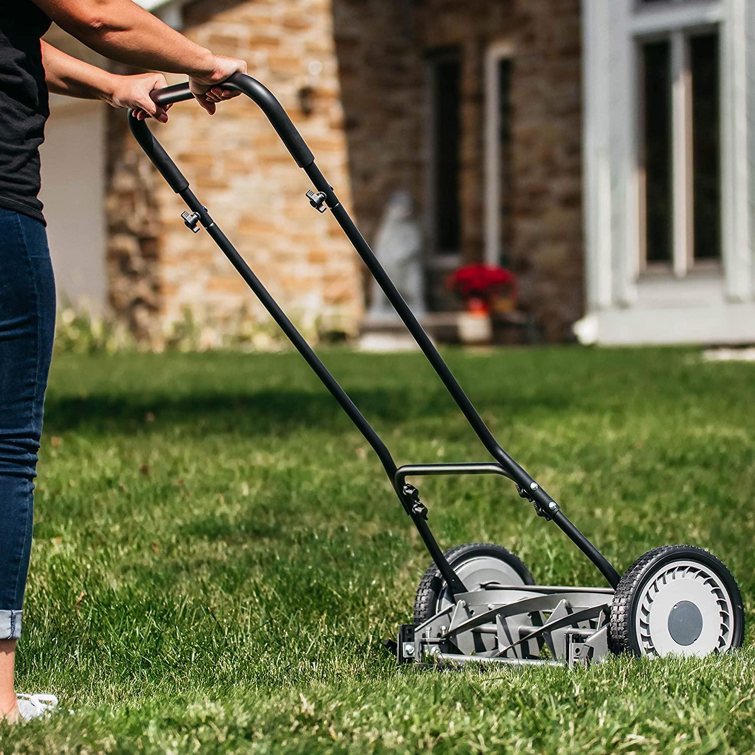 Great States 815-18 18-Inch 5-Blade Push Reel Lawn Mower, Grey