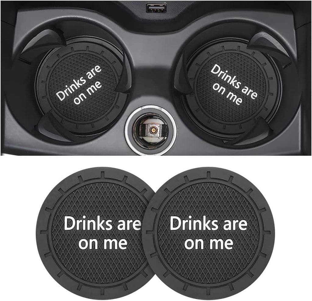 8sanlione 2 Pack Car Cup Holder Coasters, 2.75 Inch Non-Slip PVC Insert Cup Coaster, Anti-Scratch Auto Cup Mats for Women Men, Vehicle Interior Accessories Universal for Car, SUV, Truck (B Black/2PCS)