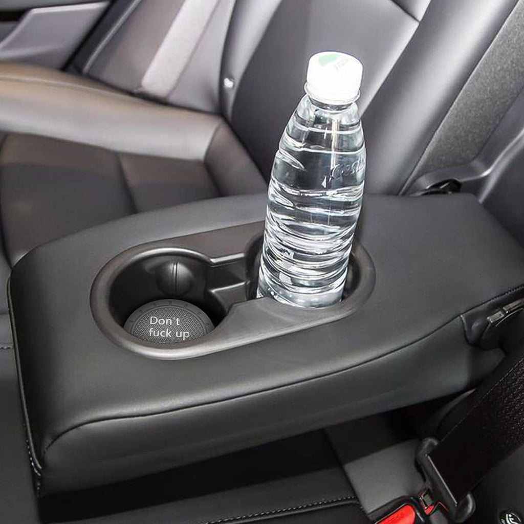 8sanlione Car Cup Coaster, 4Pcs 2.75 Inch Auto Cup Holder Insert Coasters, Non-Slip Waterproof Embedded Drink Mat, Automotive Interior Accessories for Men and Women (D Gray/4PCS)