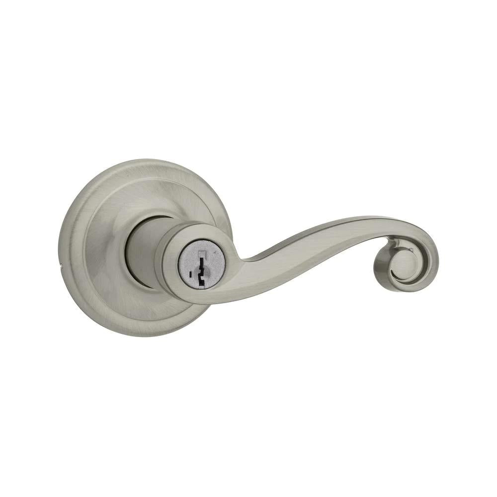 Lido Satin Nickel Entry Door Lever Featuring SmartKey Security