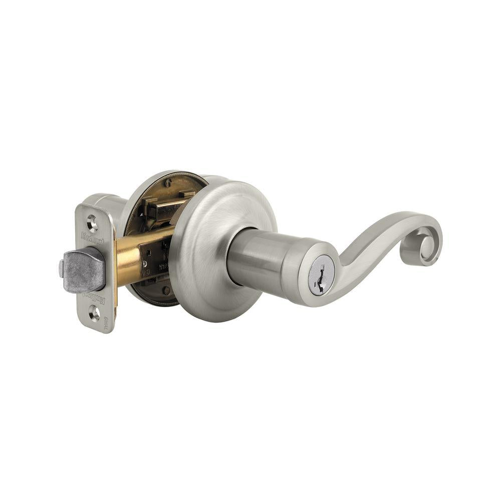 Lido Satin Nickel Entry Door Lever Featuring SmartKey Security